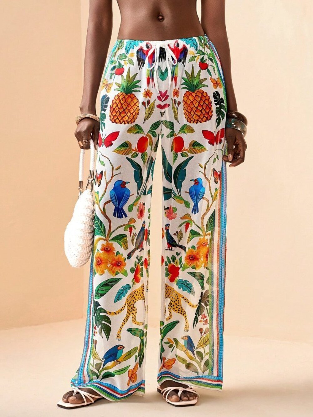 Green Bohemian Women's Vibrant Botanical Print Resort Beachwear Cover-Up
